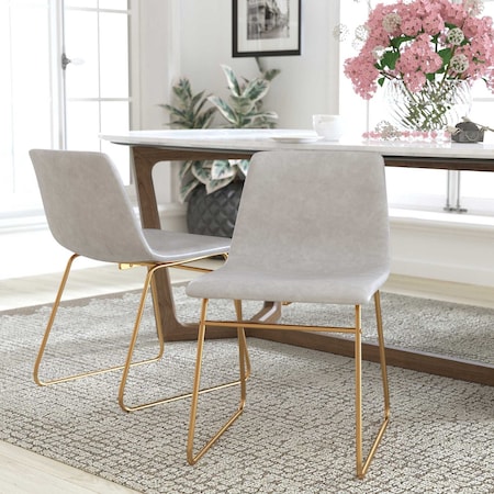 Flash Furniture 2 Pk 18 Inch Light Gray LeatherSoft Dining Chairs ET-ER18345-18-LG-GG